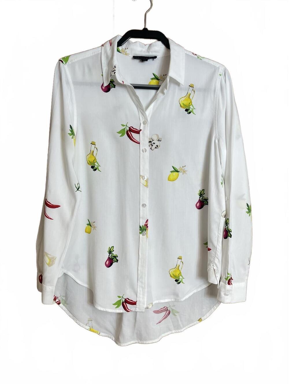 Jane & Delancey white blouse with colorful graphics medium